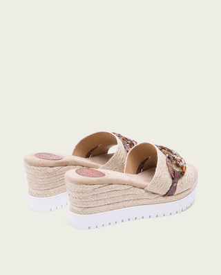 SANDALIA CUÑA RAFIA MARRON LUA