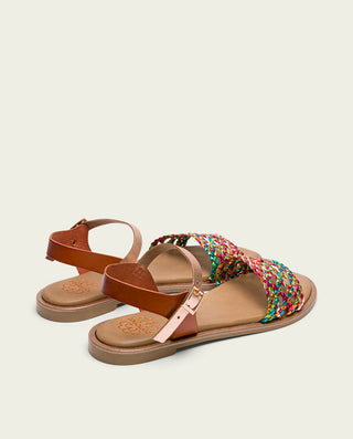 SANDALIA PLANA PIEL CUERO COLORES EMMA