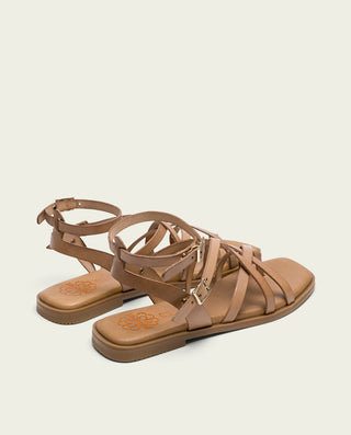 SANDALIA PLANA ROMANA DE PIEL TAUPE VITA