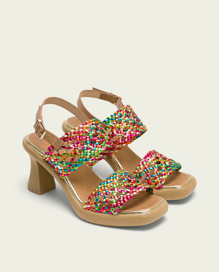 SANDALIA DE TACÓN DE PIEL TRENZADA TAUPE COLORES ALICIA