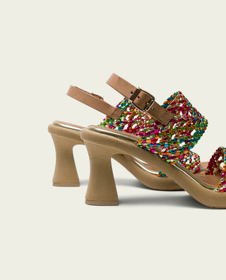 SANDALIA DE TACÓN DE PIEL TRENZADA TAUPE COLORES ALICIA