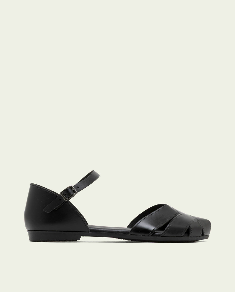 Sandalia plana piel Alba negro