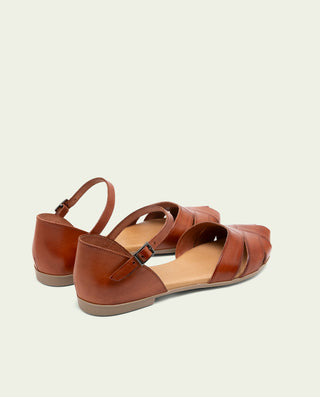 SANDALIA PLANA PIEL ALBA CUERO