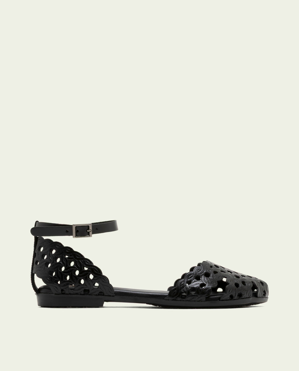 Sandalia plana piel Aria negro