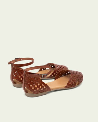 SANDALIA PLANA PIEL ARIA CUERO