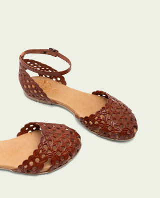 SANDALIA PLANA PIEL ARIA CUERO