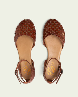 SANDALIA PLANA PIEL ARIA CUERO