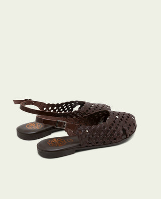 SANDALIA PLANA PIEL ÁGATA MOKA