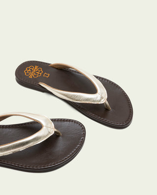 Sandalia de dedo de piel Amber oro