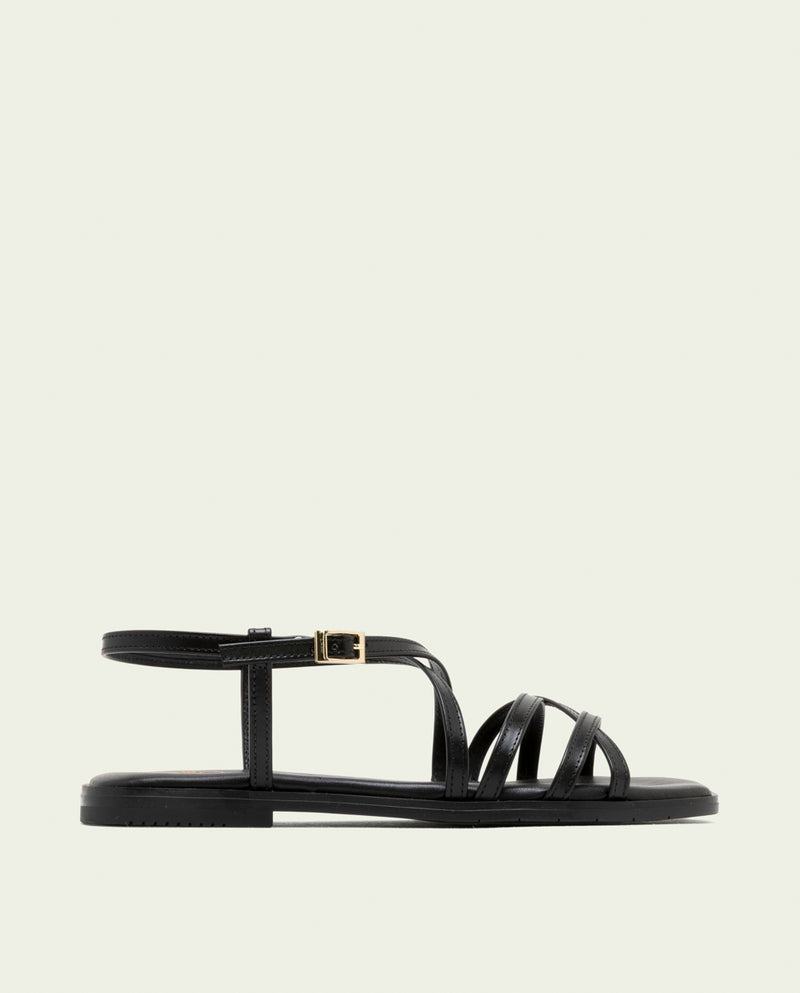Sandalia plana de piel Bonnie negro