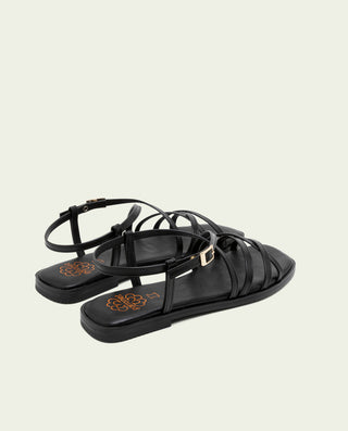 Sandalia plana de piel Bonnie negro