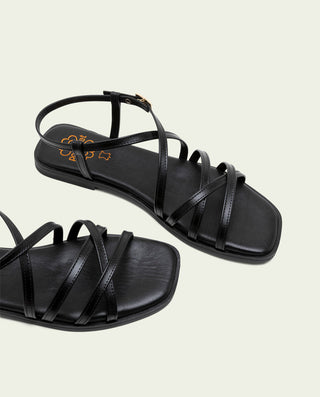 Sandalia plana de piel Bonnie negro