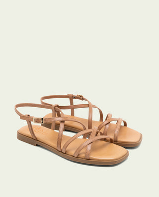 Sandalia plana de piel Bonnie taupe