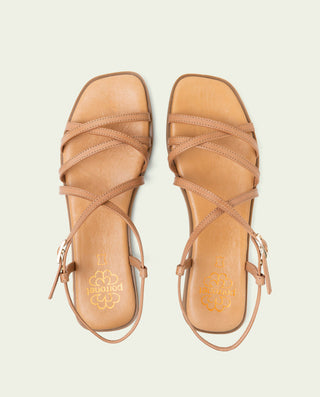 Sandalia plana de piel Bonnie taupe
