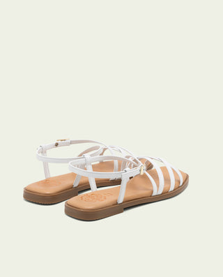 Sandalia plana de piel Bonnie blanco