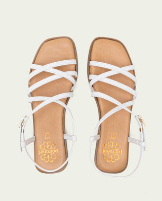 Sandalia plana de piel Bonnie blanco