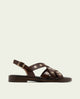 Sandalia plana de piel con tachuelas Chloe moka