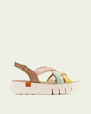 Sandalia de cuña de piel Daniela taupe colores