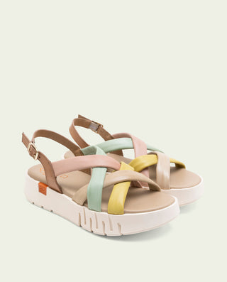 Sandalia de cuña de piel Daniela taupe colores