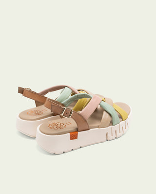 Sandalia de cuña de piel Daniela taupe colores