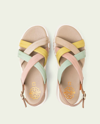 Sandalia de cuña de piel Daniela taupe colores