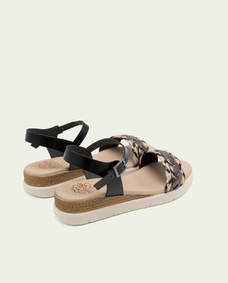 Sandalia de cuña de piel Flavia negro