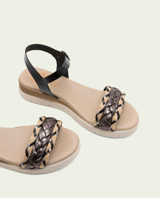 Sandalia de cuña de piel Flavia negro