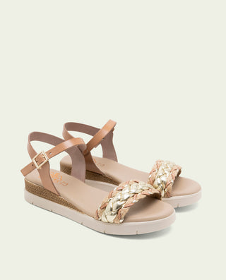 Sandalia de cuña de piel Flavia taupe