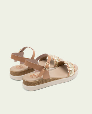 Sandalia de cuña de piel Flavia taupe