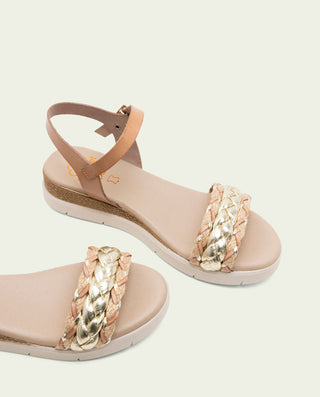 Sandalia de cuña de piel Flavia taupe
