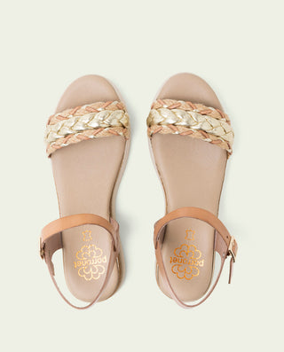 Sandalia de cuña de piel Flavia taupe