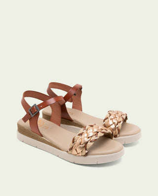 Sandalia de cuña de piel Flavia cuero