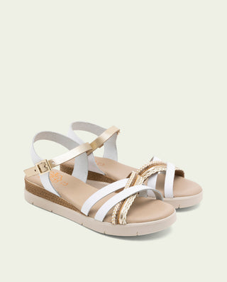 Sandalia de cuña de piel Fabiana blanco oro