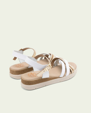 Sandalia de cuña de piel Fabiana blanco oro