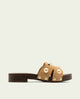 Sandalia de tacón de piel tachuelas Gianna camel