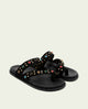 Sandalia plana de piel tachuelas Hannah negro