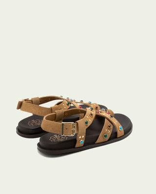 Sandalia plana de piel Hazel camel