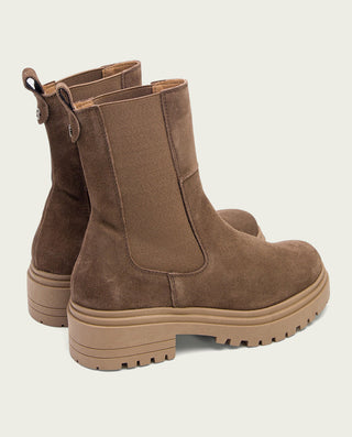 BOTINES SERRAJE MOKA CON ELÁSTICOS SIBILA