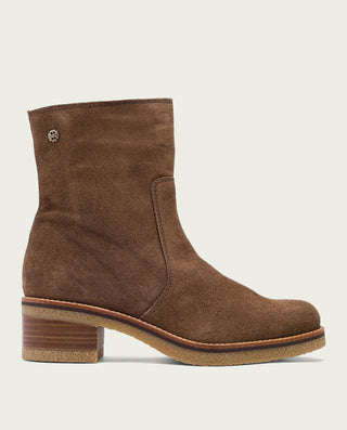 BOTINES PLANOS MOKA CON CREMALLERA PALMA