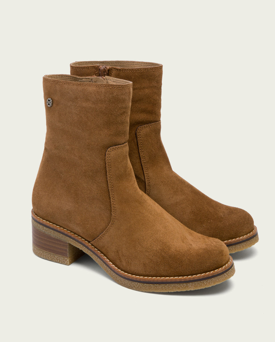 Botines Planos Cuero Con Cremallera Palma PORRONET