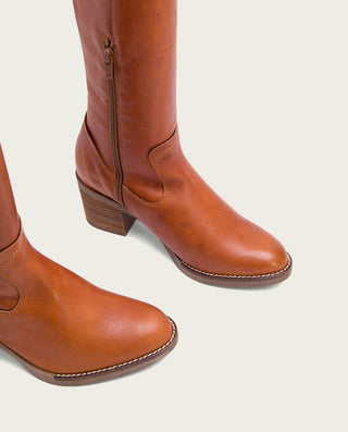 BOTAS DE TACÓN CUERO CON CREMALLERA NINA