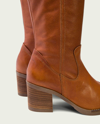 BOTAS DE TACÓN CUERO CON CREMALLERA NINA