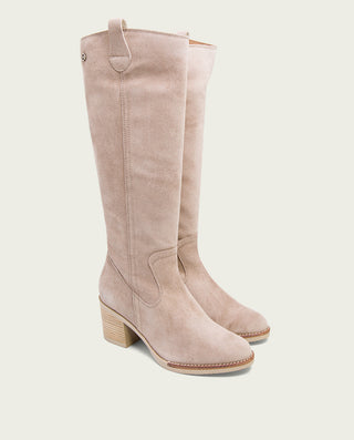 BOTAS DE TACÓN ARENA CON CREMALLERA NORA