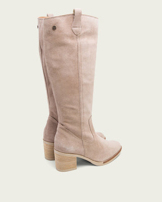 BOTAS DE TACÓN ARENA CON CREMALLERA NORA