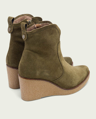 BOTINES DE CUÑA KAKI CON CREMALLERA MABEL