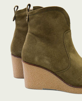 BOTINES DE CUÑA KAKI CON CREMALLERA MABEL