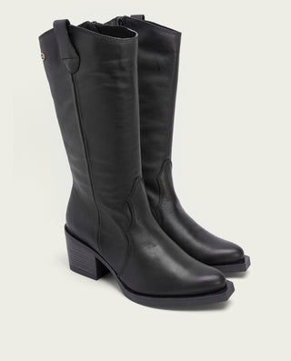 BOTAS COWBOY NEGRA CON CREMALLERA JULIA