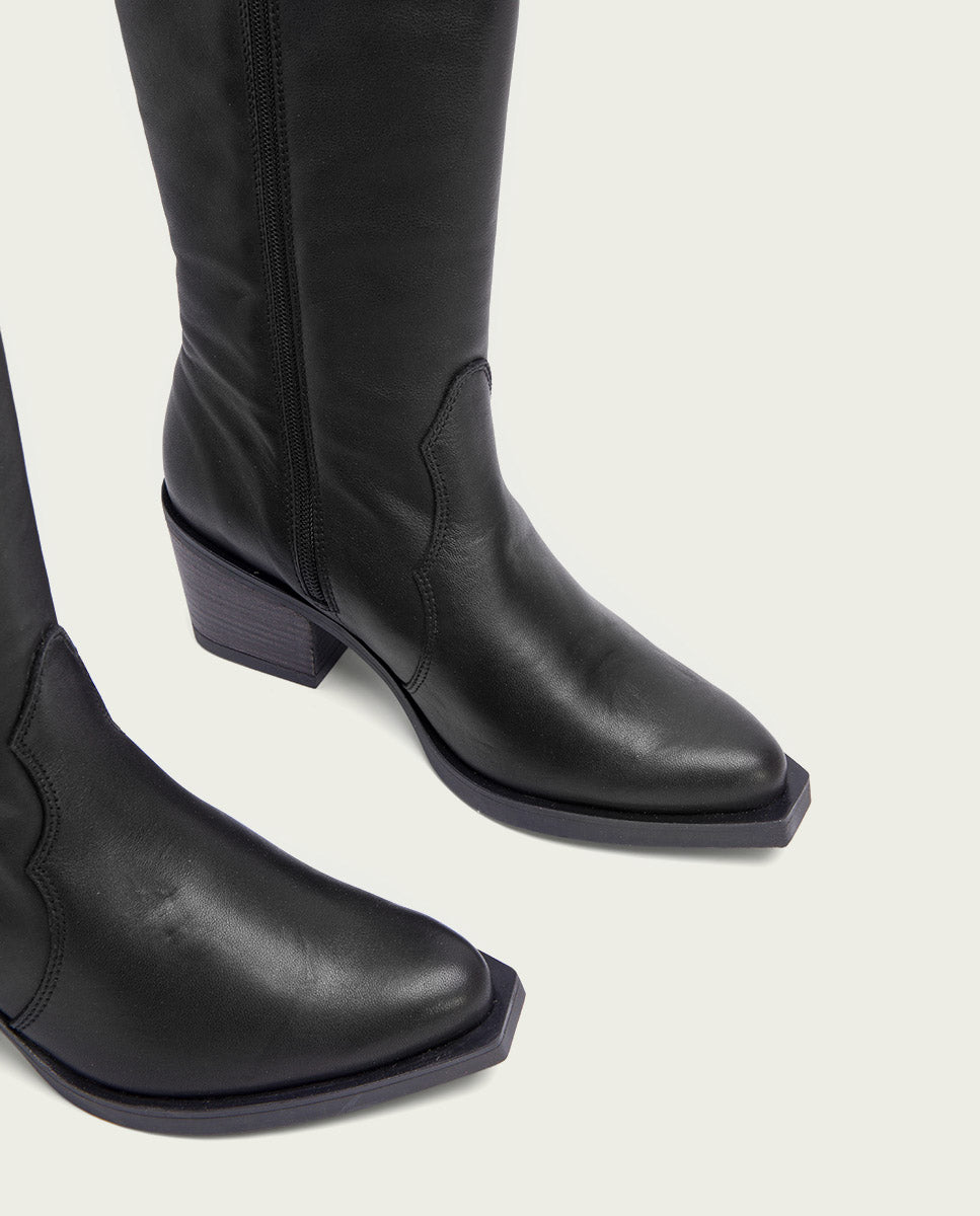 Botas Cowboy Negra Con Cremallera Julia PORRONET