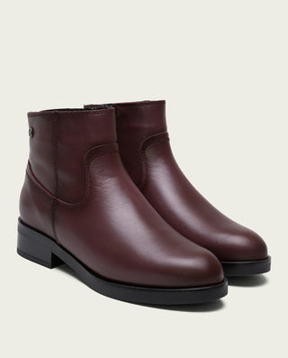 BOTINES DE PIEL BURDEOS CON CREMALLERA EINES
