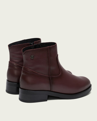 BOTINES DE PIEL BURDEOS CON CREMALLERA EINES